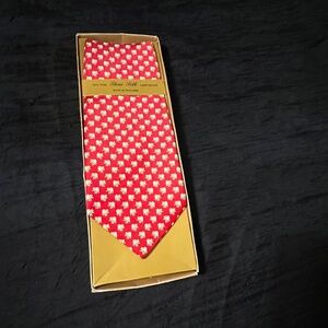 Silk handwoven tie red with elephant design